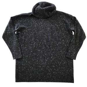 Athleta Wool Cashmere Bayshore Black Speckled Turtleneck Tunic Sweater Medium